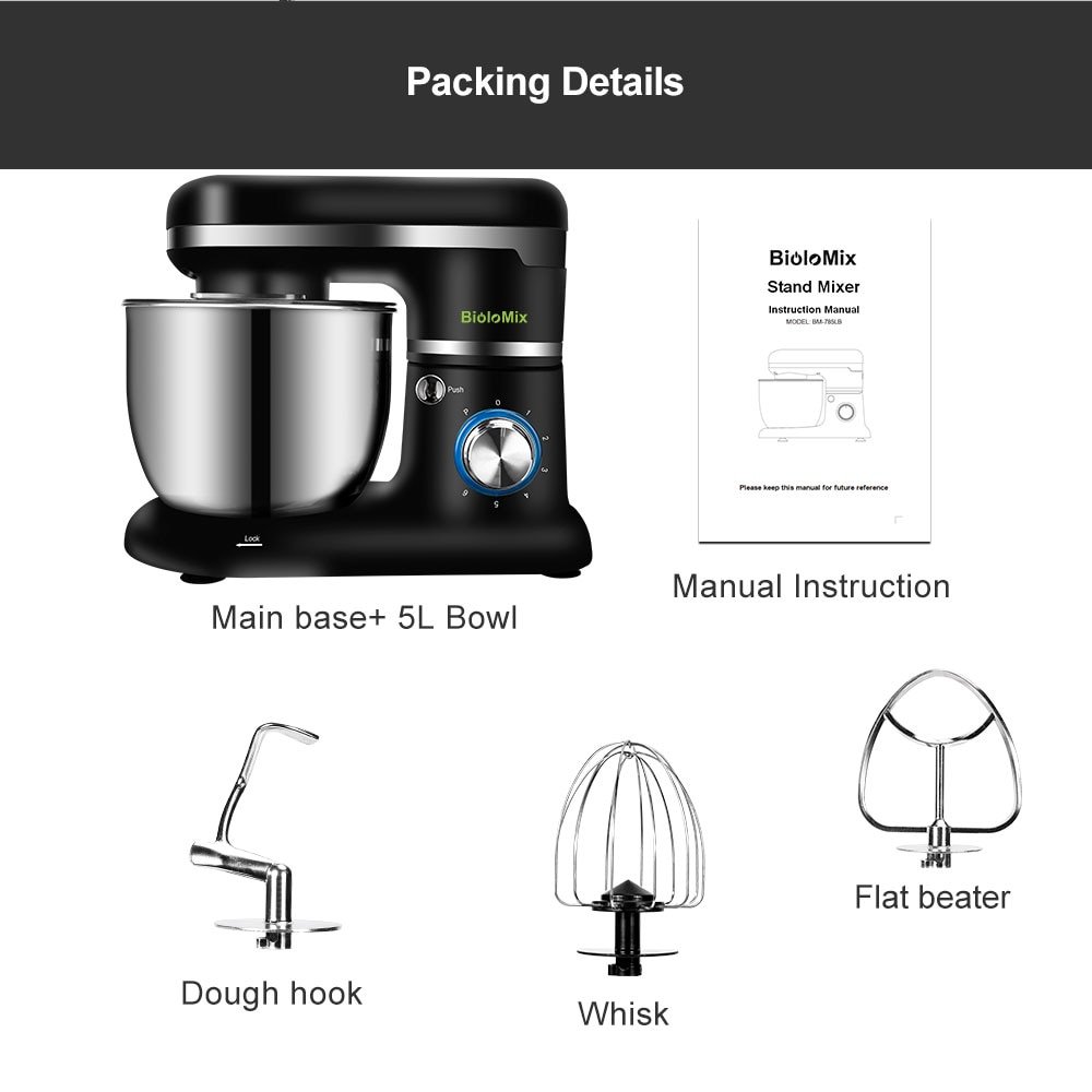 1200W 4L 6-Speed Electric Mixer Set