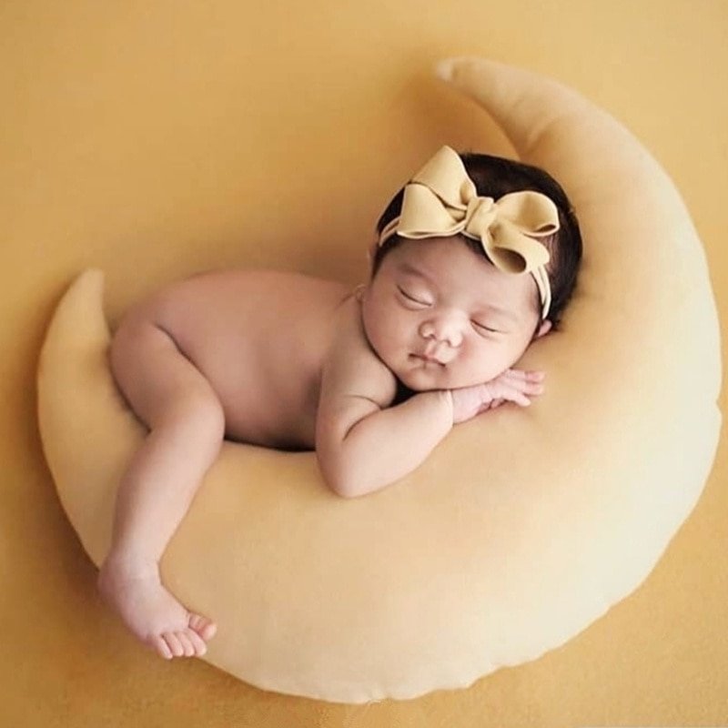 Baby Crescent Shaped Photography Cushion with Stars