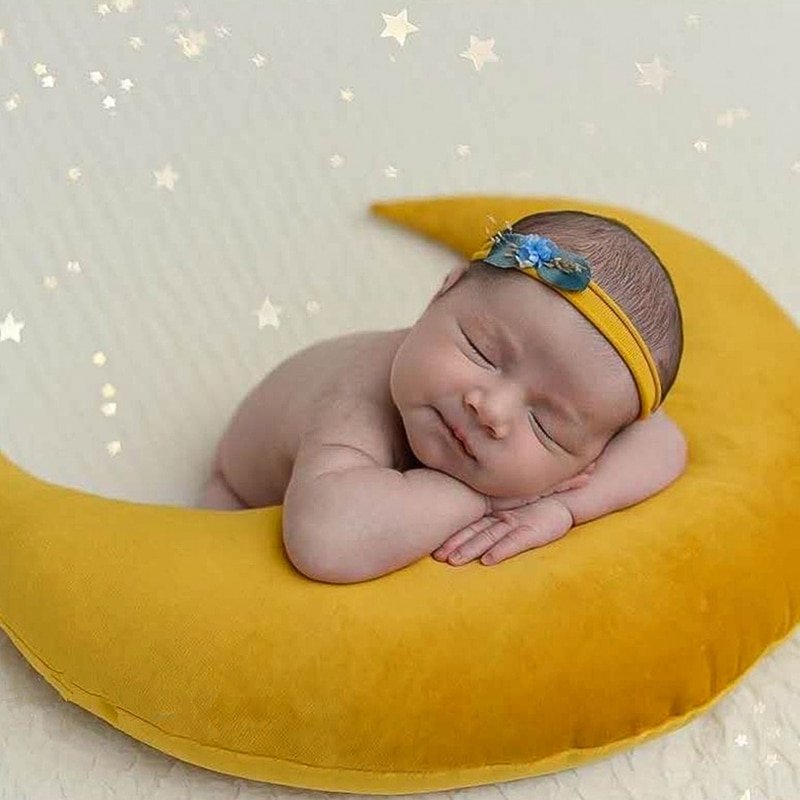 Baby Crescent Shaped Photography Cushion with Stars