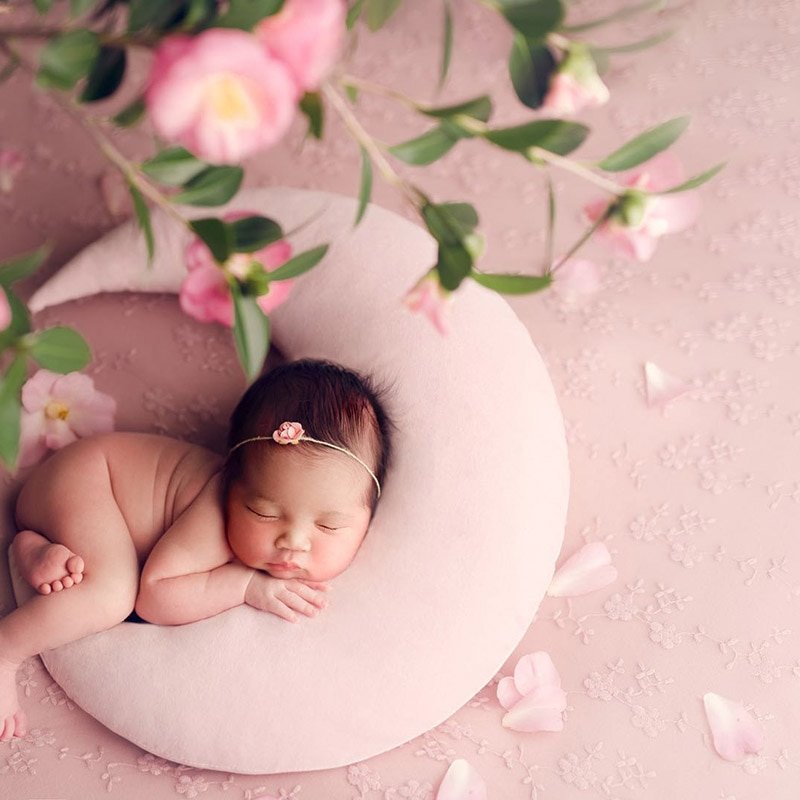 Baby Crescent Shaped Photography Cushion with Stars