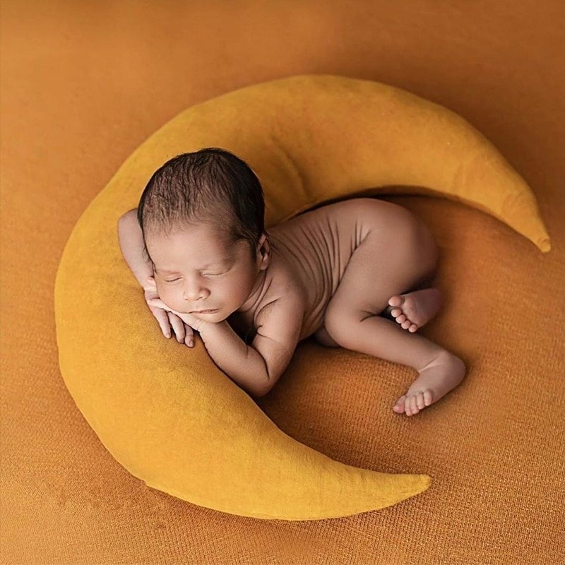 Baby Crescent Shaped Photography Cushion with Stars