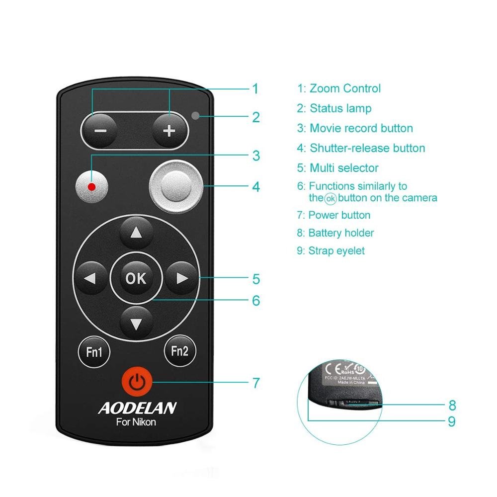 Wireless Camera Remote Control Remote Shutter Release for Nikon