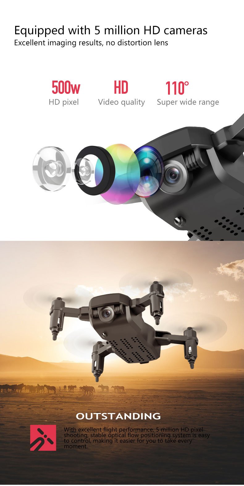 Folding Small Drone with HD Camera