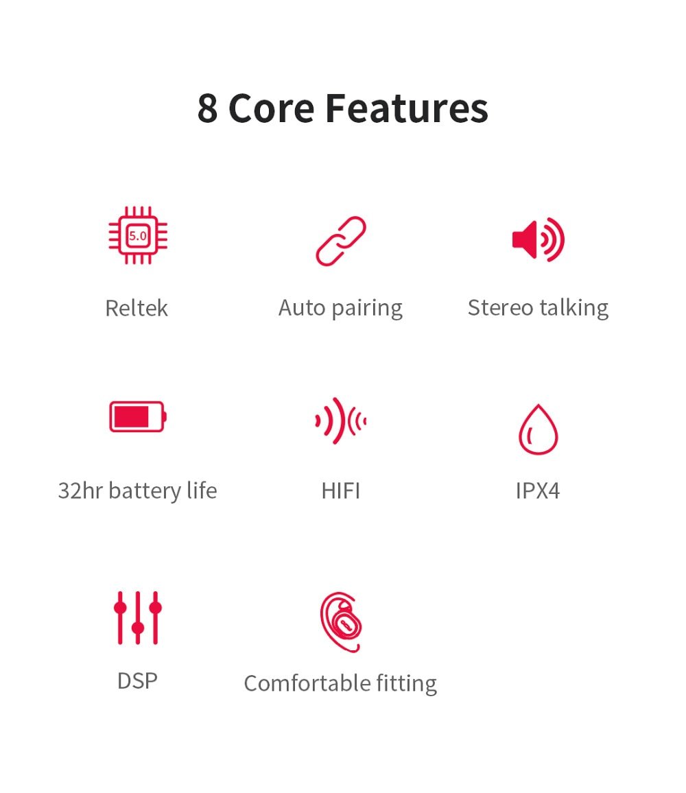Dual Microphone Bluetooth Earphones with Charging Box