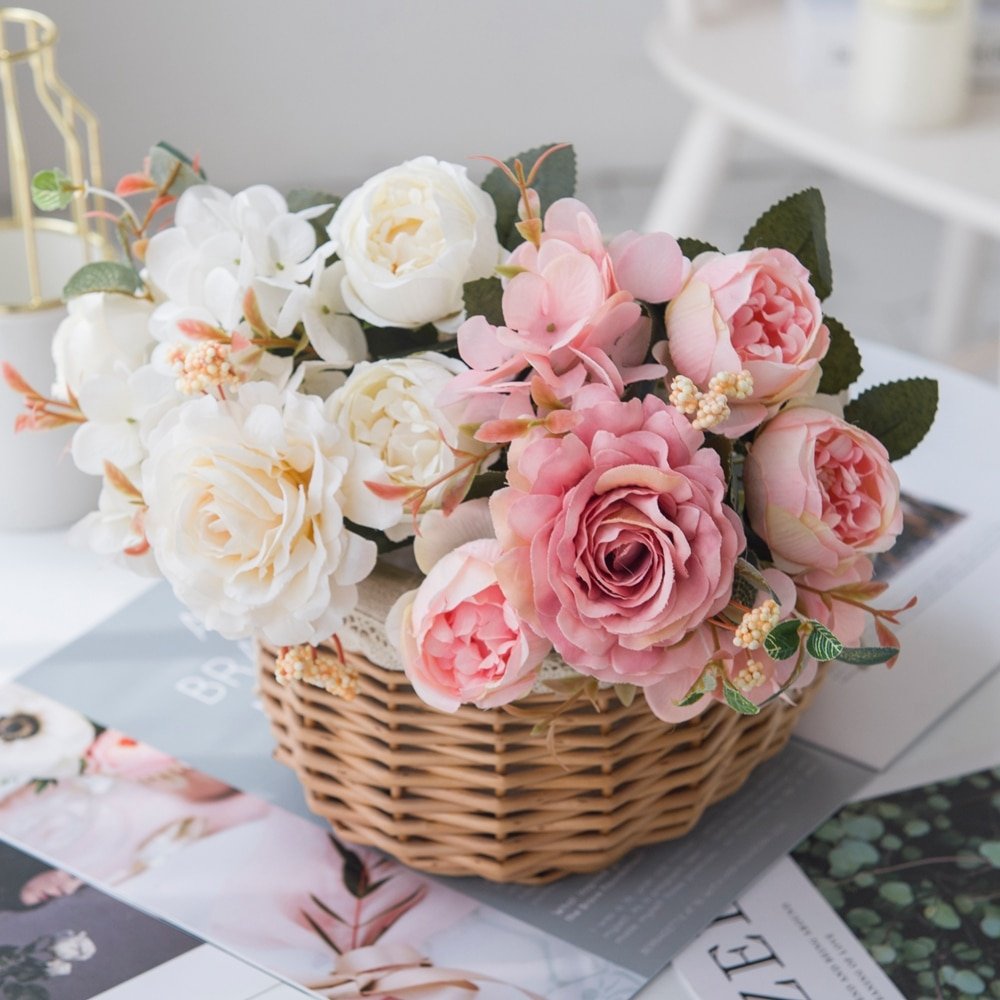 Vintage Artificial Rose Flowers for Home Decor