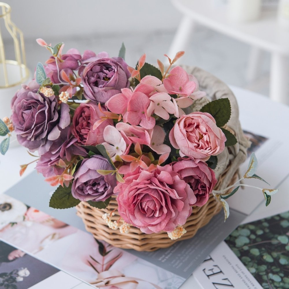 Vintage Artificial Rose Flowers for Home Decor