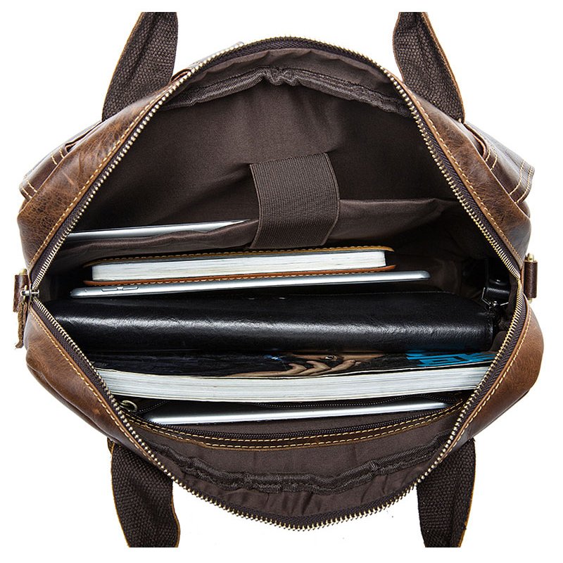 Genuine Leather Men's Handbag for Laptops