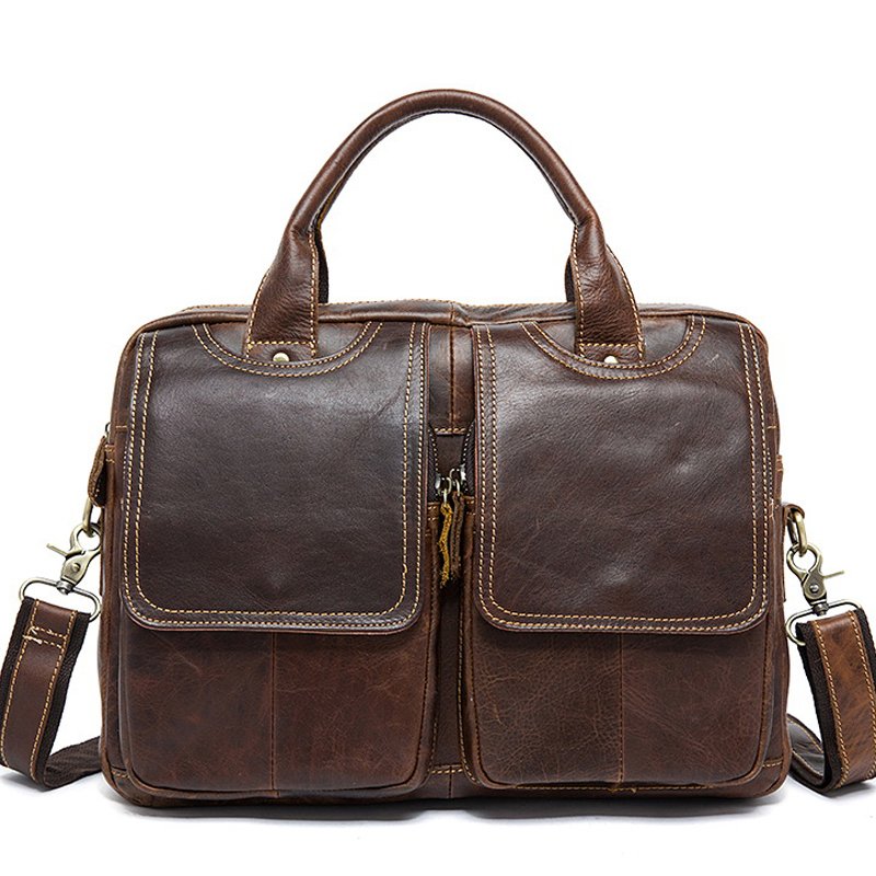 Genuine Leather Men's Handbag for Laptops