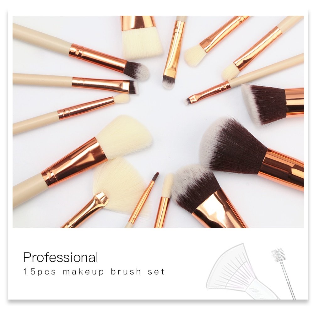 Foundation Make Up Beauty Tool Set 6/8/15 Pcs with Leather Case