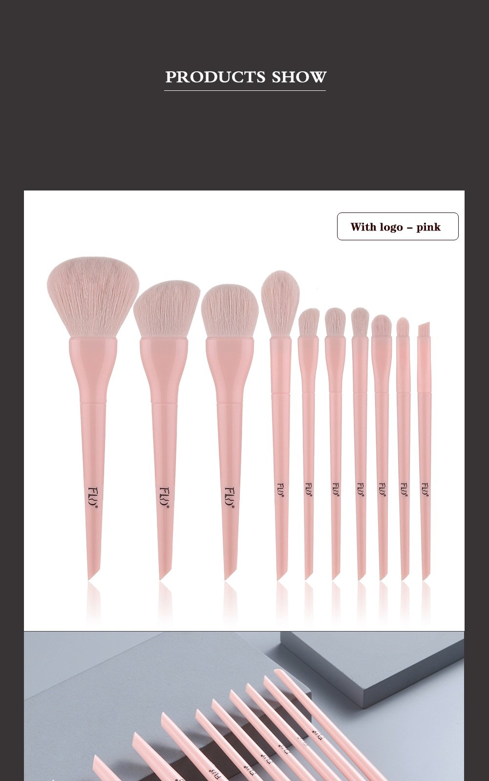 Candy Color Natural Fiber Makeup Brushes 10 Pcs Set