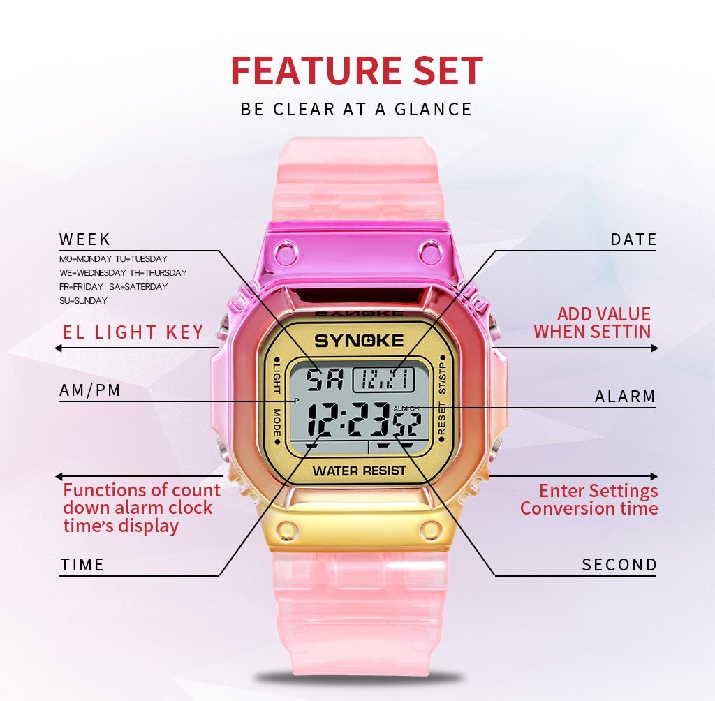 Women's Gradient Color LED Sports Watches