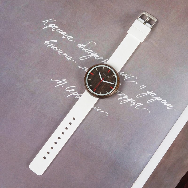 Women's Wooden Dial Sports Watch with Silicone Strap