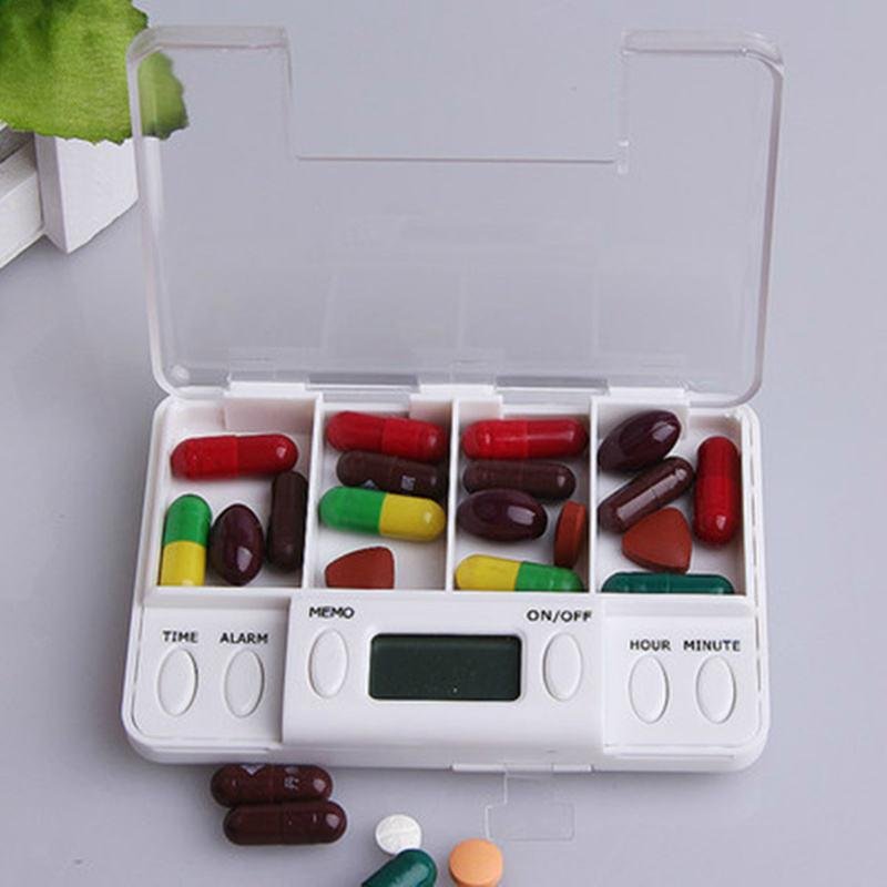 4 Grid Smart Pill Organizer with Reminder