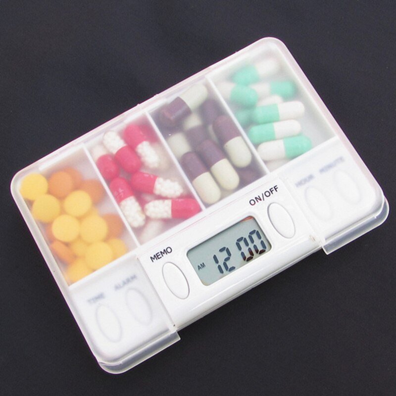 4 Grid Smart Pill Organizer with Reminder