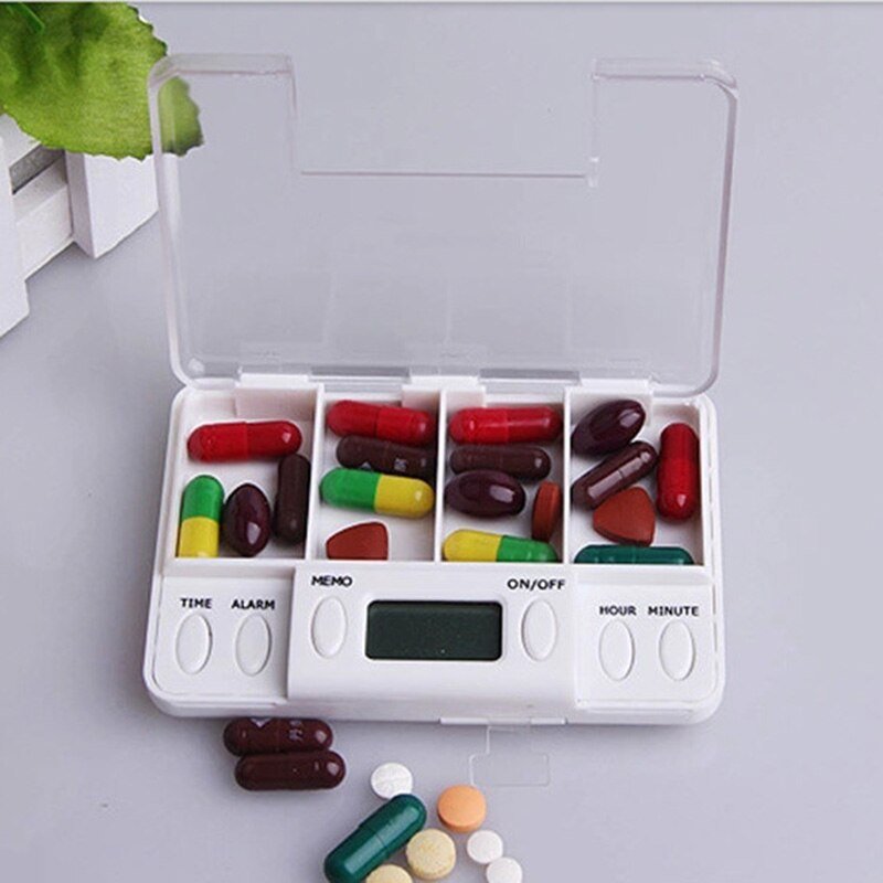 4 Grid Smart Pill Organizer with Reminder