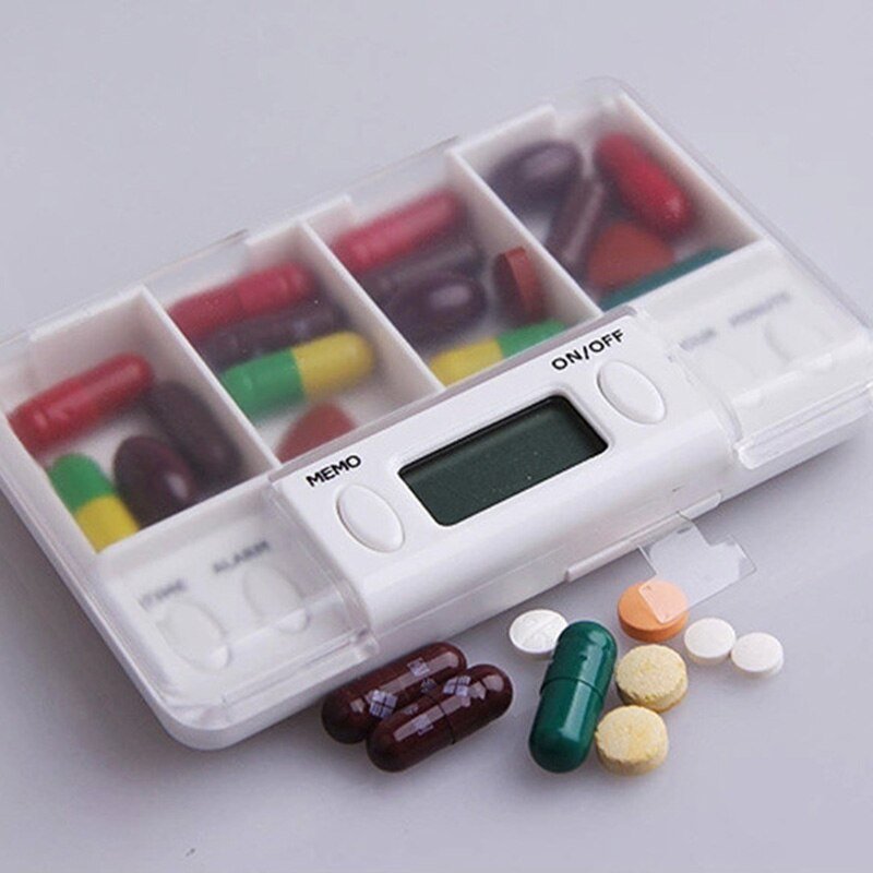 4 Grid Smart Pill Organizer with Reminder