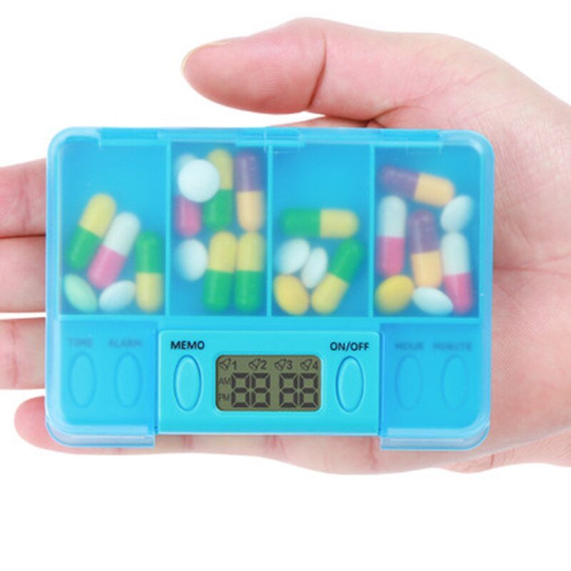 4 Grid Smart Pill Organizer with Reminder
