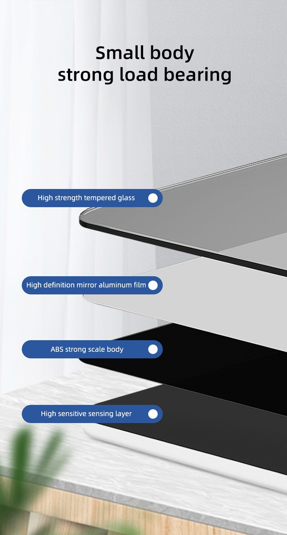 Portable Mirror Design Smart Bathroom Scale